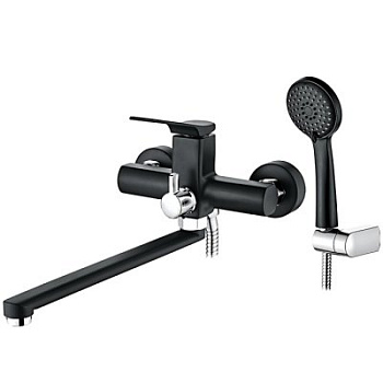 Смеситель L2275В для ванны с длин. поворот.изливом дивертор в корпусе шар.черный латунь LEDEME 